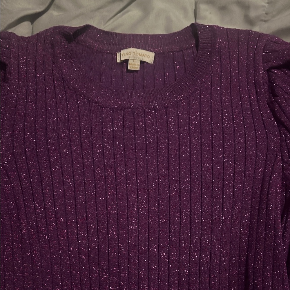Vince Camuto Shimmering Purple Crew Neck Sweater